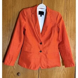 Banana Republic Orange Blazer Jacket Wm 2 Two Button Coral Warm Tone Silk Blend